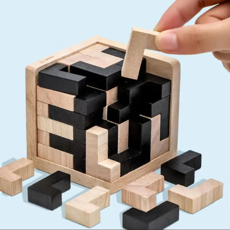 Cubo lógico Luban: rompecabezas de madera 3D para mentes jóvenes y brillantes