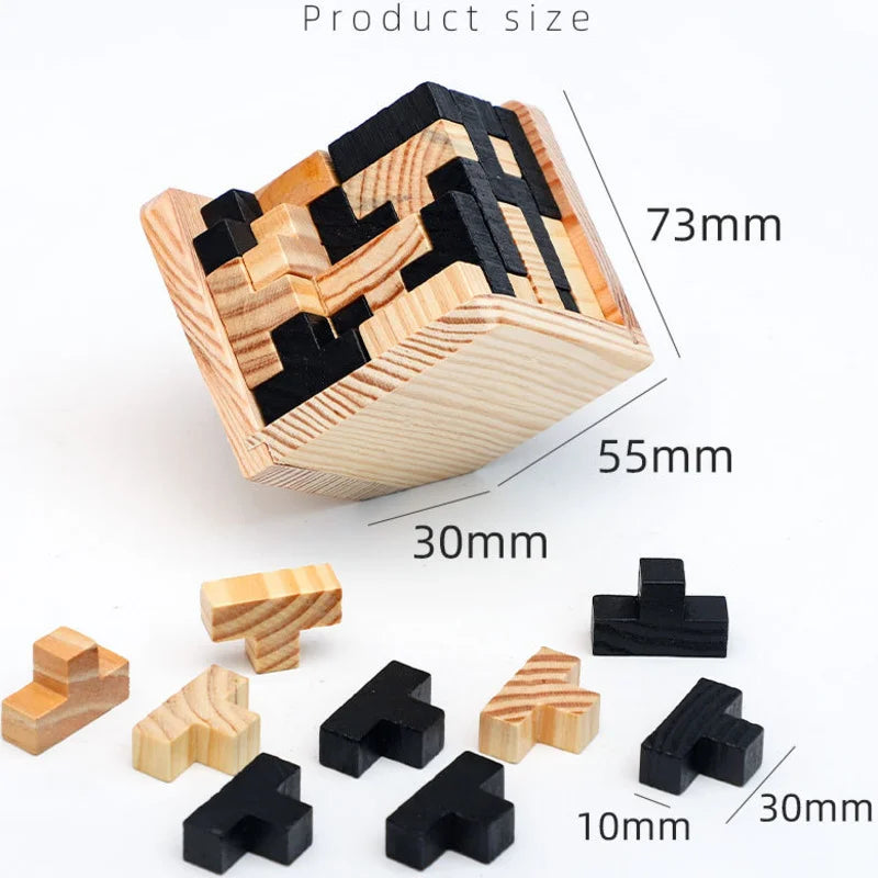 Cubo lógico Luban: rompecabezas de madera 3D para mentes jóvenes y brillantes