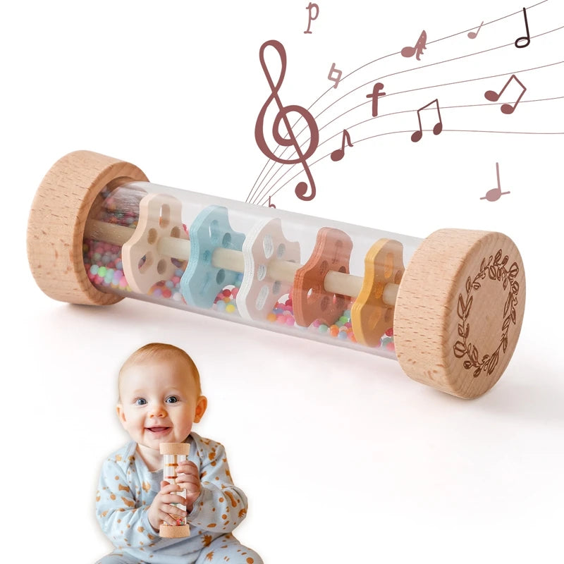 Palo rítmico arcoíris: Sonajero de lluvia Montessori para el descubrimiento sensorial