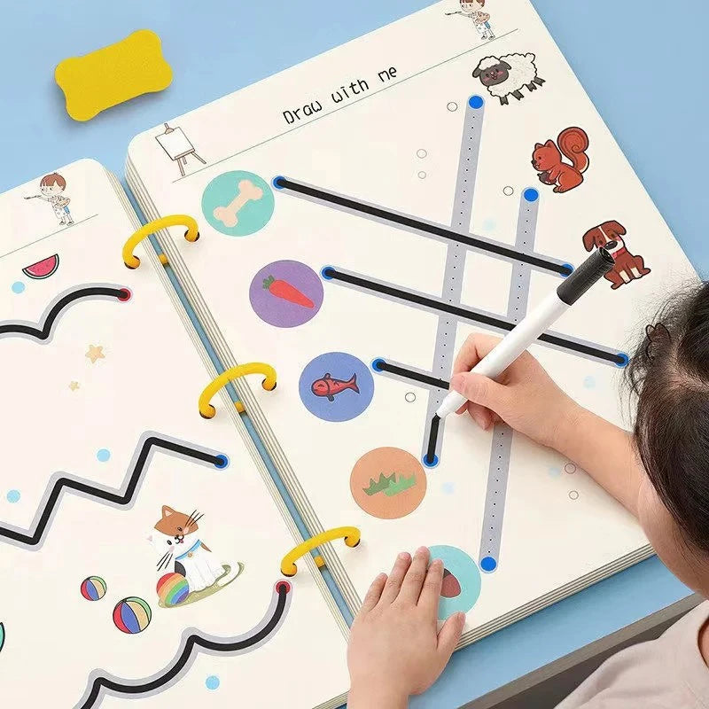 Cuaderno MagicFlow: Diversión de trazado reutilizable para mentes Montessori
