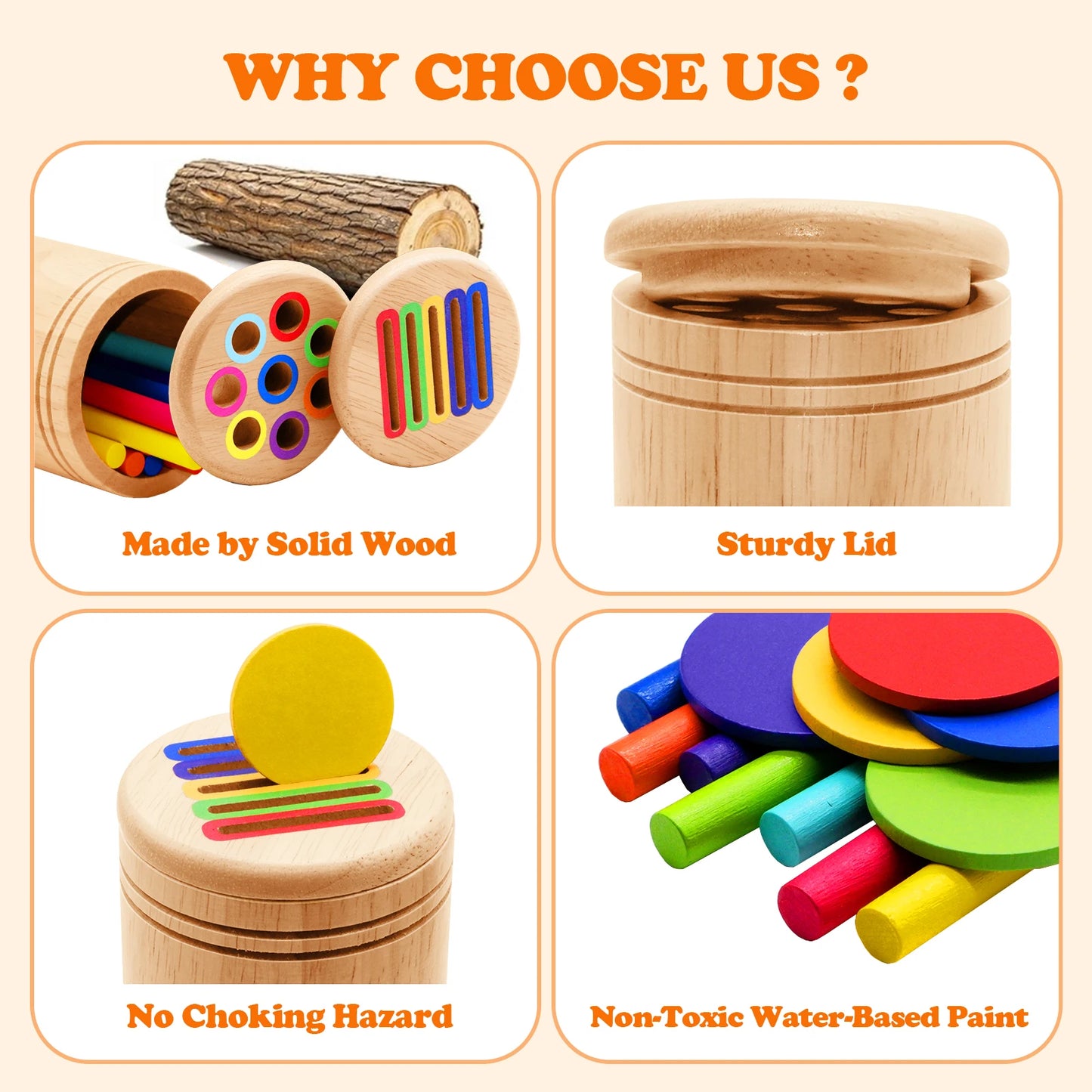 Montessori ColourMinds: Juego de rompecabezas sensorial y de clasificación de madera