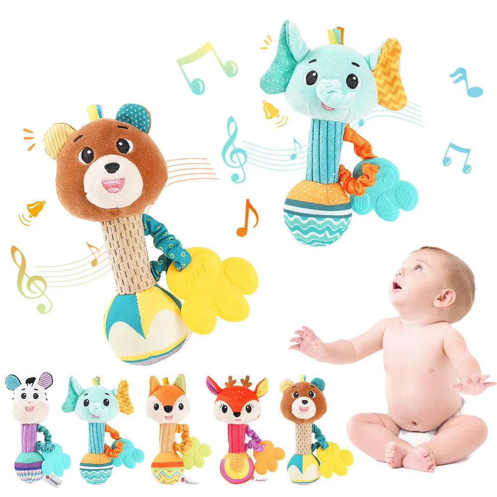 Snuggle Shake: Sonajero sensorial de peluche para bebés