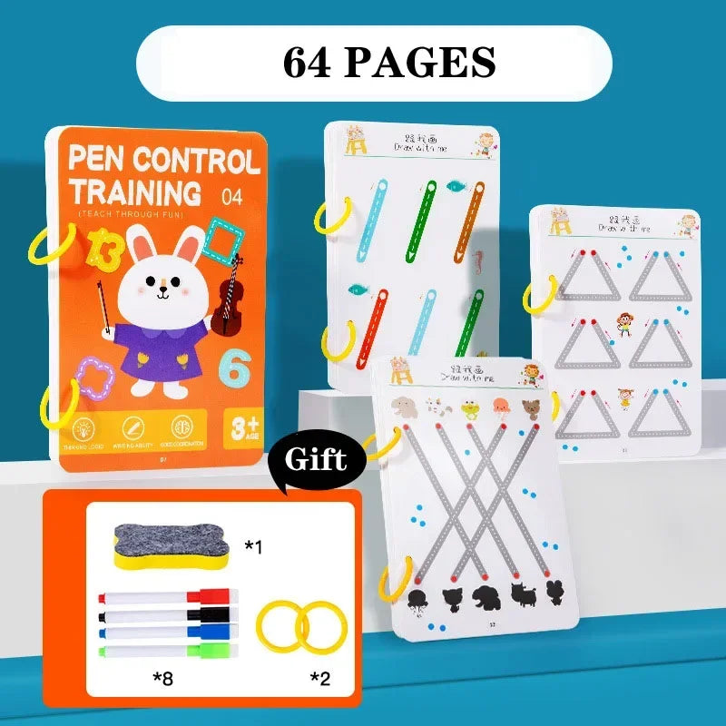 Cuaderno MagicFlow: Diversión de trazado reutilizable para mentes Montessori