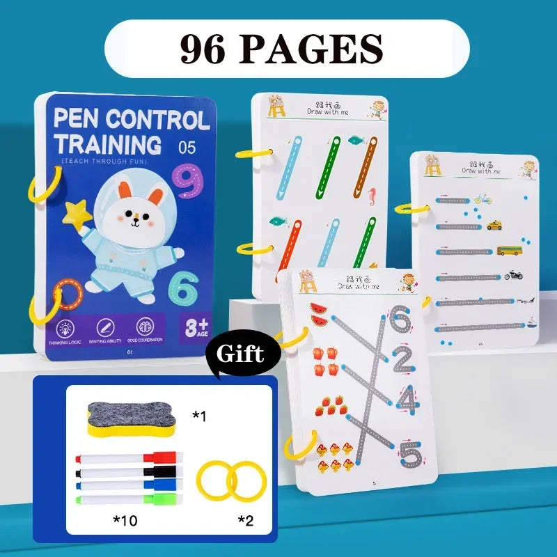 Cuaderno MagicFlow: Diversión de trazado reutilizable para mentes Montessori