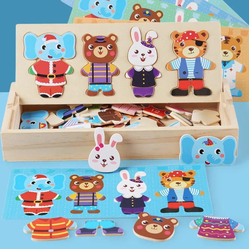 Amigos de la moda animal: rompecabezas de disfraces para niños