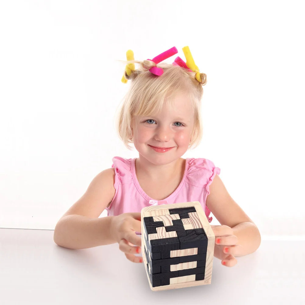 Cubo lógico Luban: rompecabezas de madera 3D para mentes jóvenes y brillantes