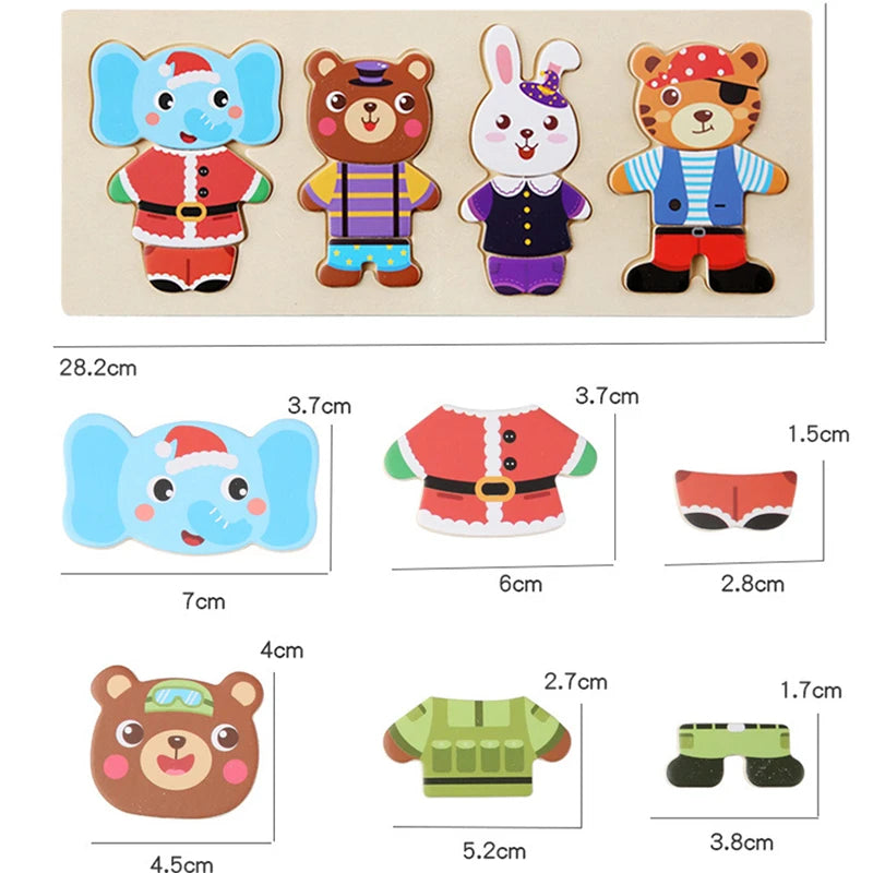 Amigos de la moda animal: rompecabezas de disfraces para niños