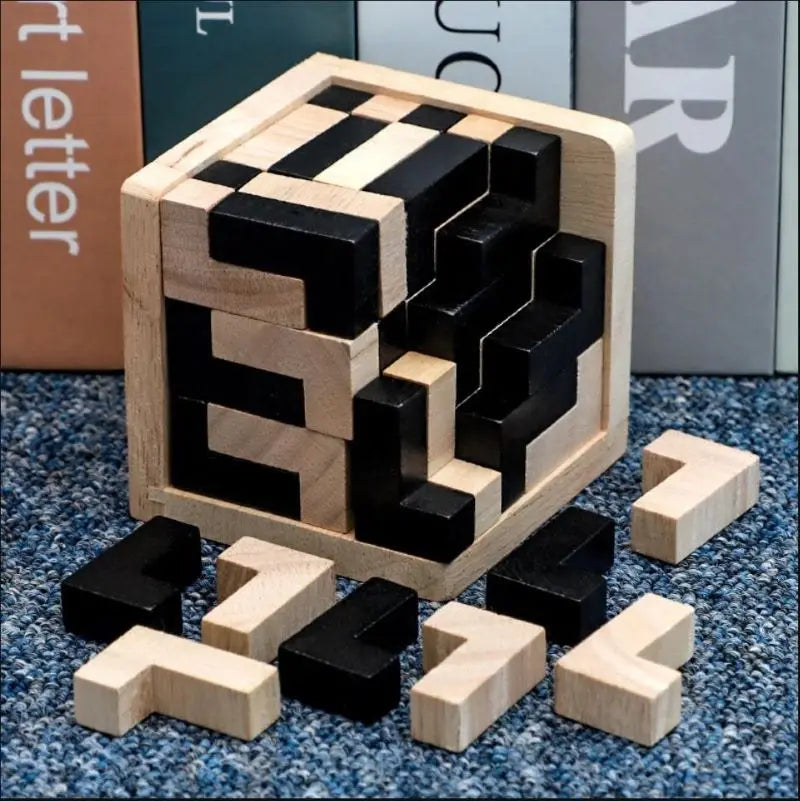 Cubo lógico Luban: rompecabezas de madera 3D para mentes jóvenes y brillantes