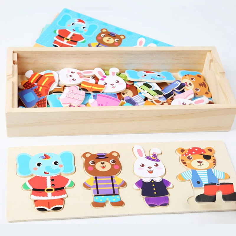 Amigos de la moda animal: rompecabezas de disfraces para niños