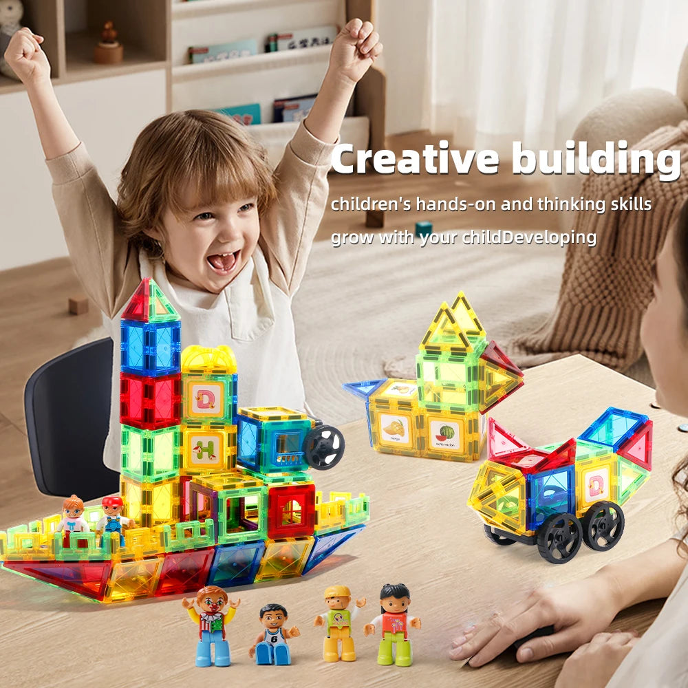 MagnetConstruct: juego de piezas de construcción magnéticas Montessori para un juego creativo