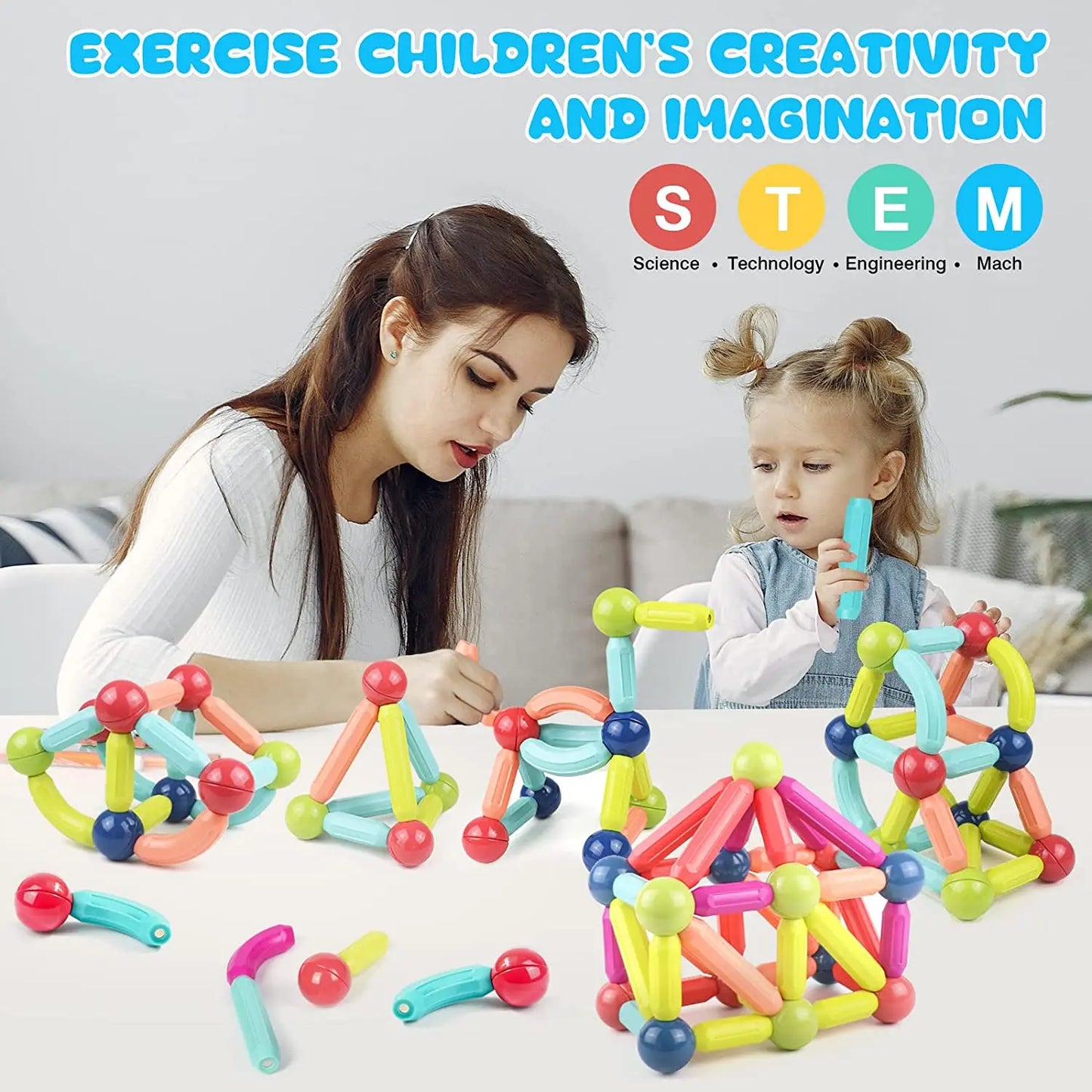 Montessori MagnoConstruct: Magnetic Building Set for Kids