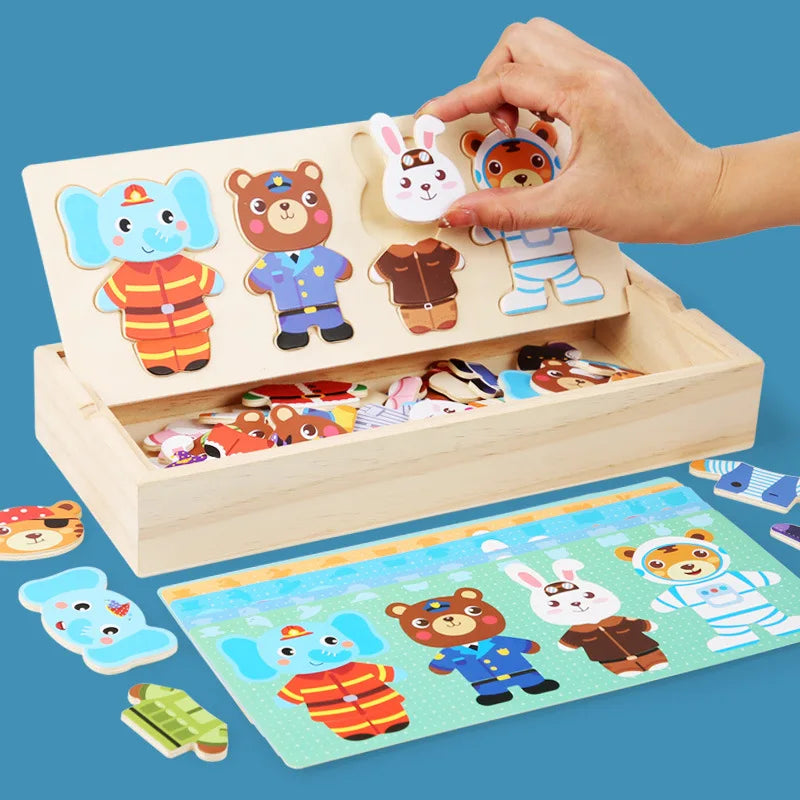 Amigos de la moda animal: rompecabezas de disfraces para niños
