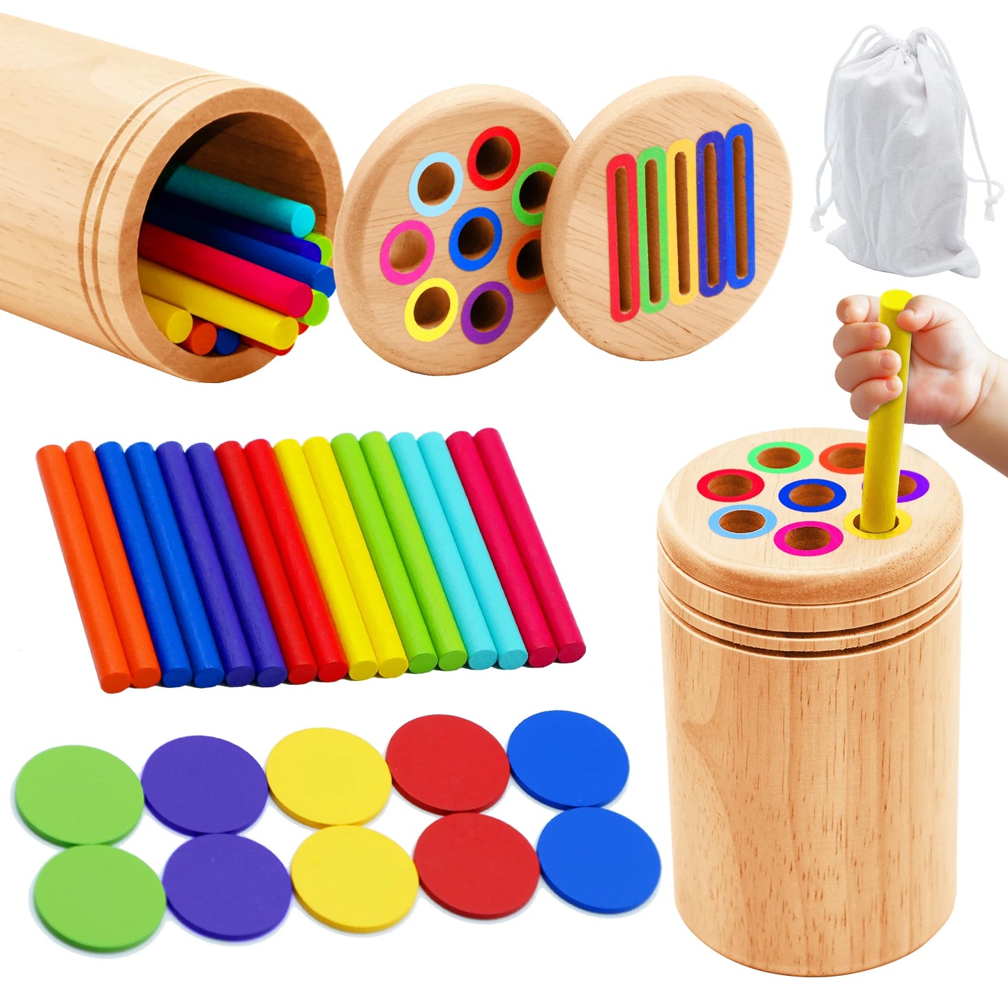 Montessori ColourMinds: Juego de rompecabezas sensorial y de clasificación de madera