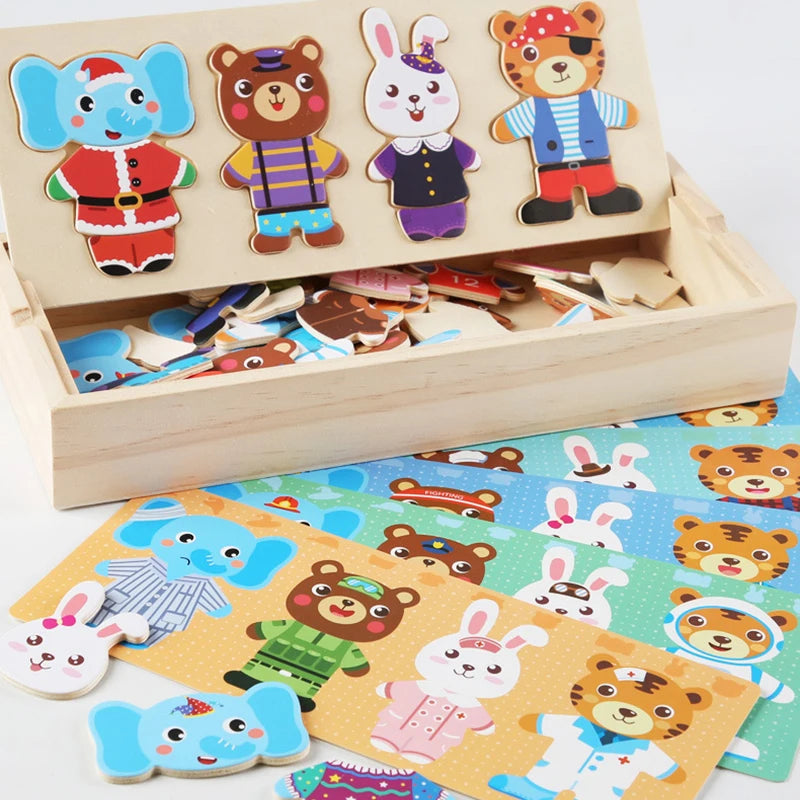 Amigos de la moda animal: rompecabezas de disfraces para niños
