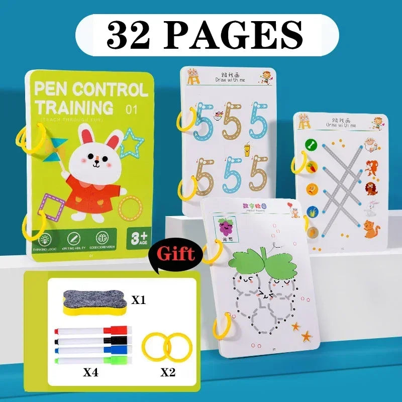 Cuaderno MagicFlow: Diversión de trazado reutilizable para mentes Montessori