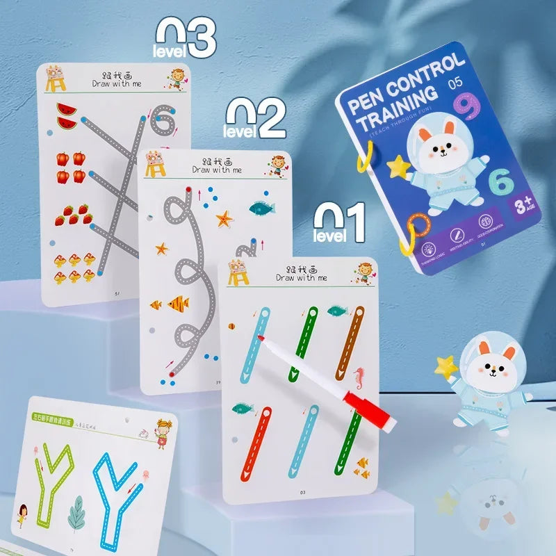 Cuaderno MagicFlow: Diversión de trazado reutilizable para mentes Montessori