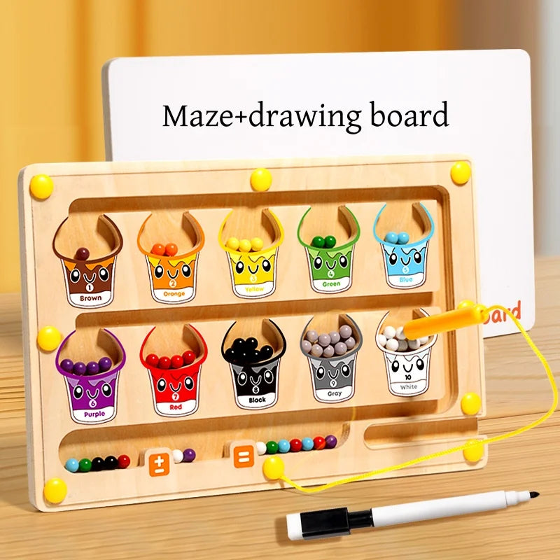 Montessori DuoPlay: Aventura en laberinto magnético y tablero de dibujo