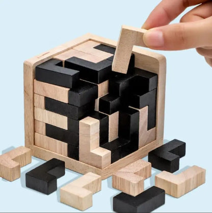 Cubo lógico Luban: rompecabezas de madera 3D para mentes jóvenes y brillantes